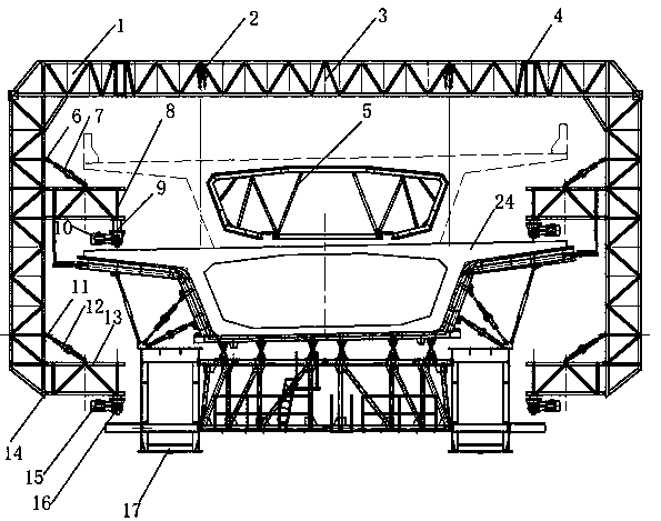 Cast-in-place box girder steel reinforcement framework integral installation equipment and method