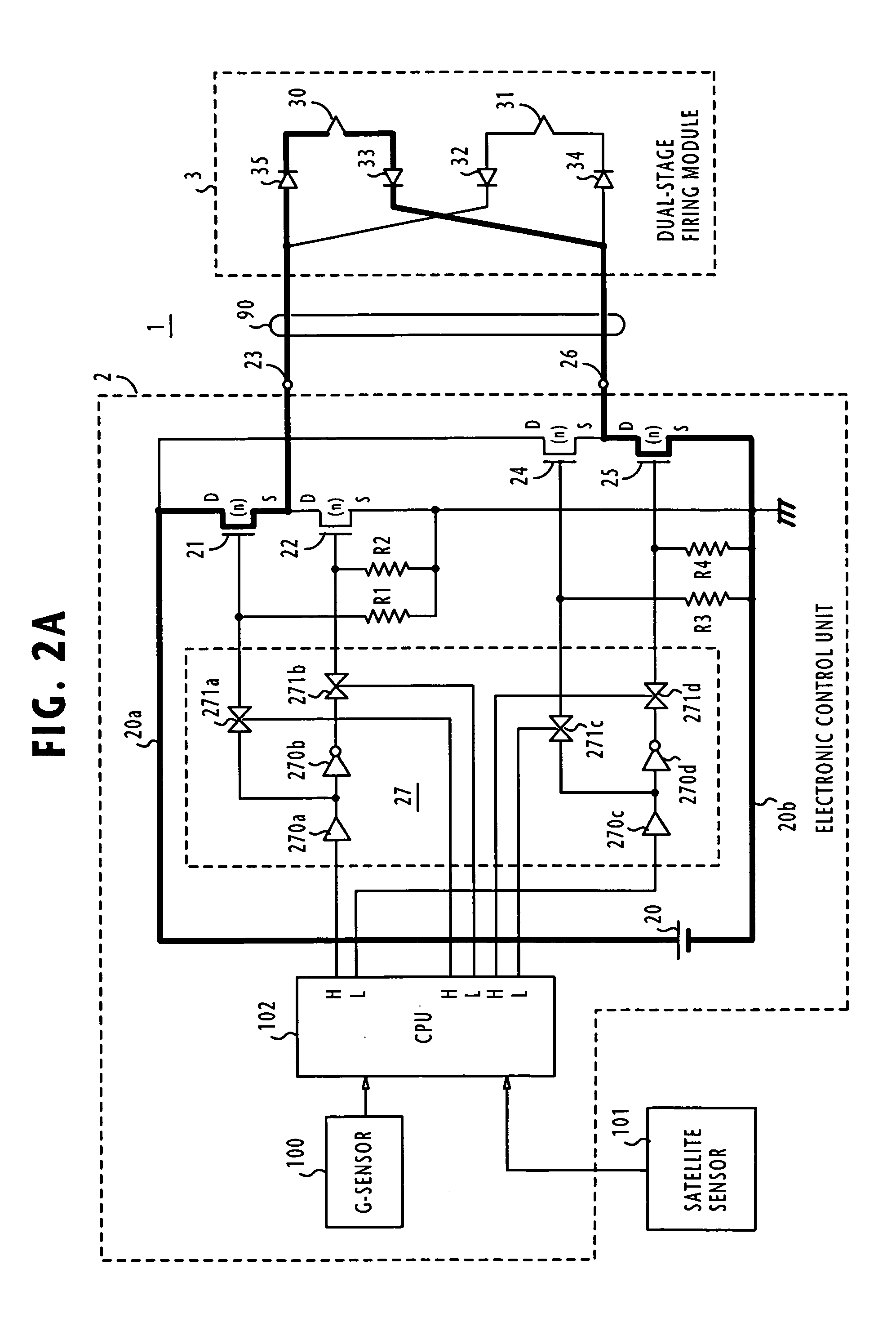 Electronic control unit and system for controlling dual-stage occupant restraint system