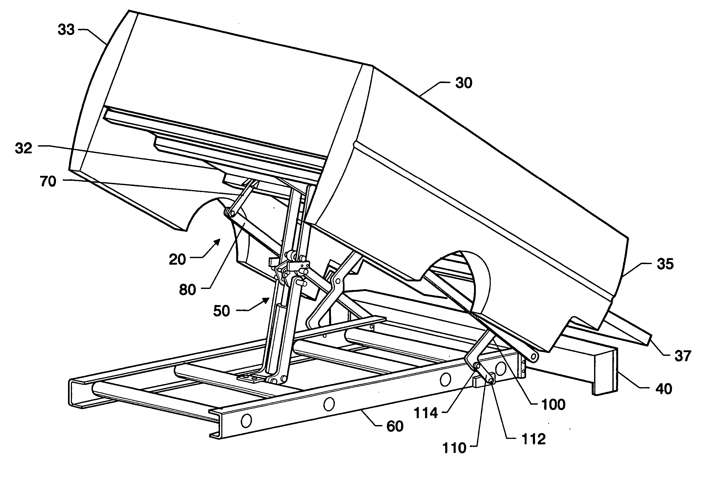 Vehicle dump body elevation device, kit, and method relating thereto