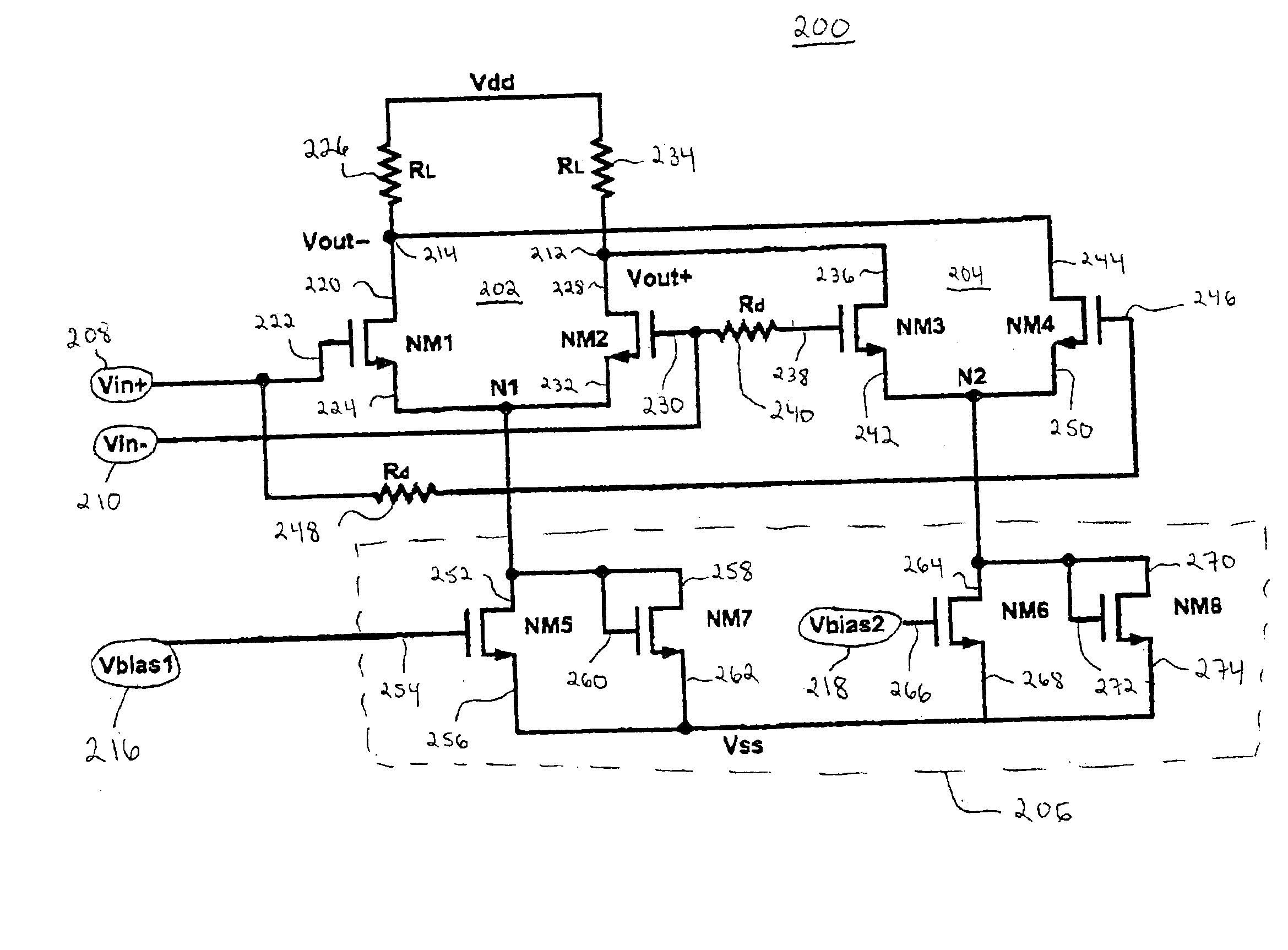 Circuit with voltage clamping for bias transistor to allow power supply over-voltage