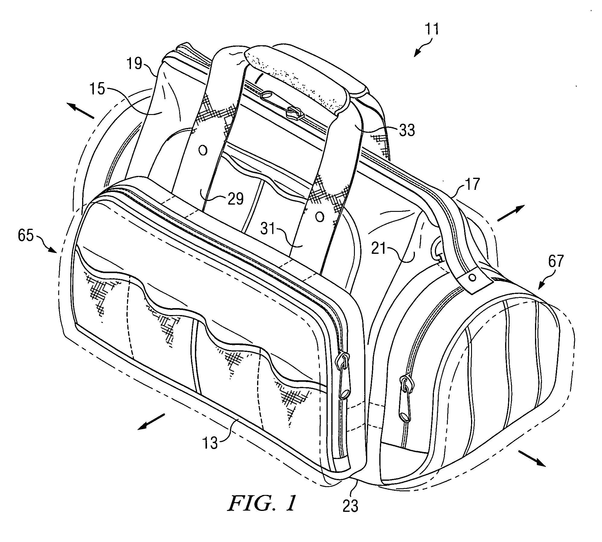 Toolbag with expandible pockets