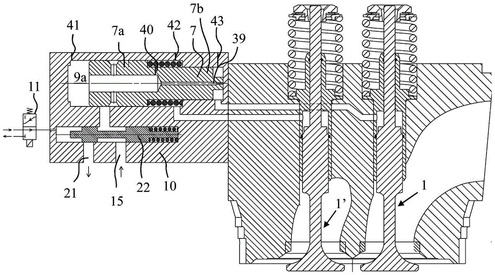 Hydraulic actuator and gas exchange valve arrangement