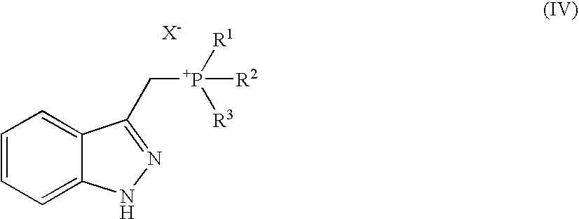 Method for producing indazol-3-ylmethyl phosphonium salt