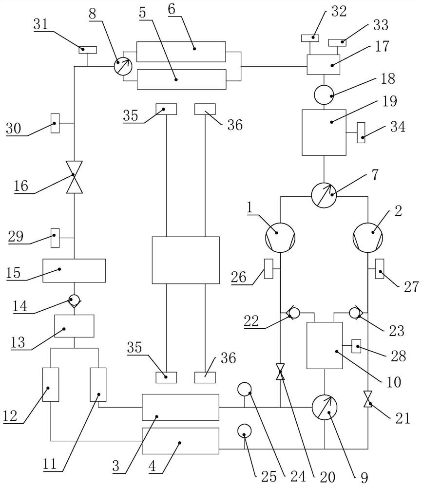 Double-booster-pump system of precise machine room air conditioner