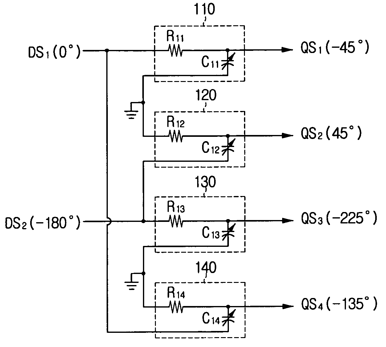 Quadrature signal generator for tuning phases of all of four generated quadrature signals