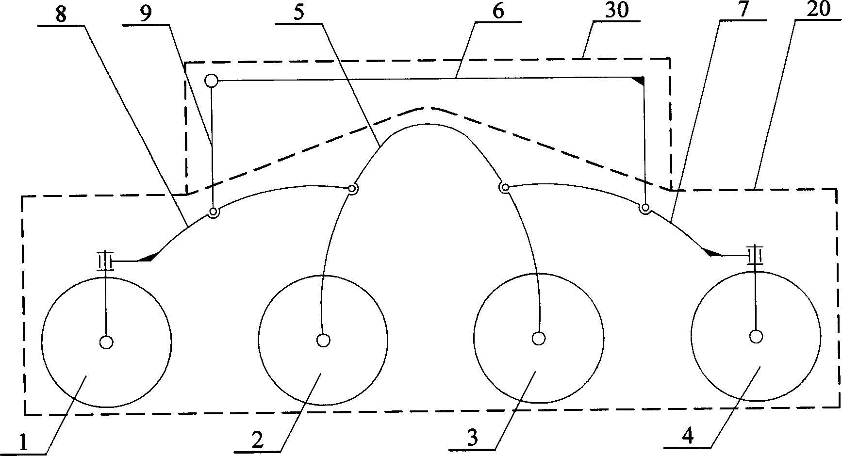 Eight-wheel symmetrical suspension frame vehicle loading mechanism