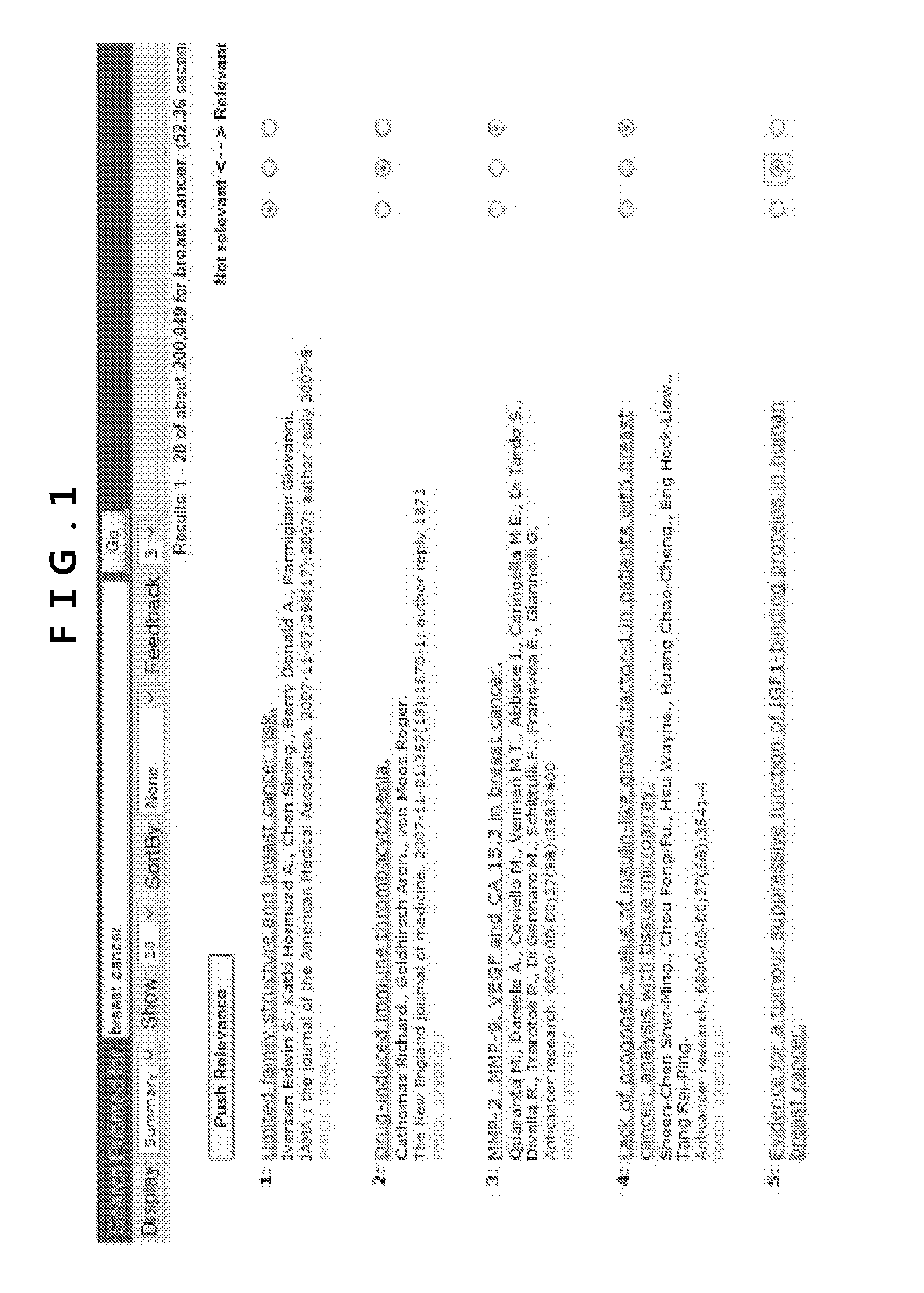 Method of performing database search using relevance feedback and storage medium having program recorded thereon for executing the same