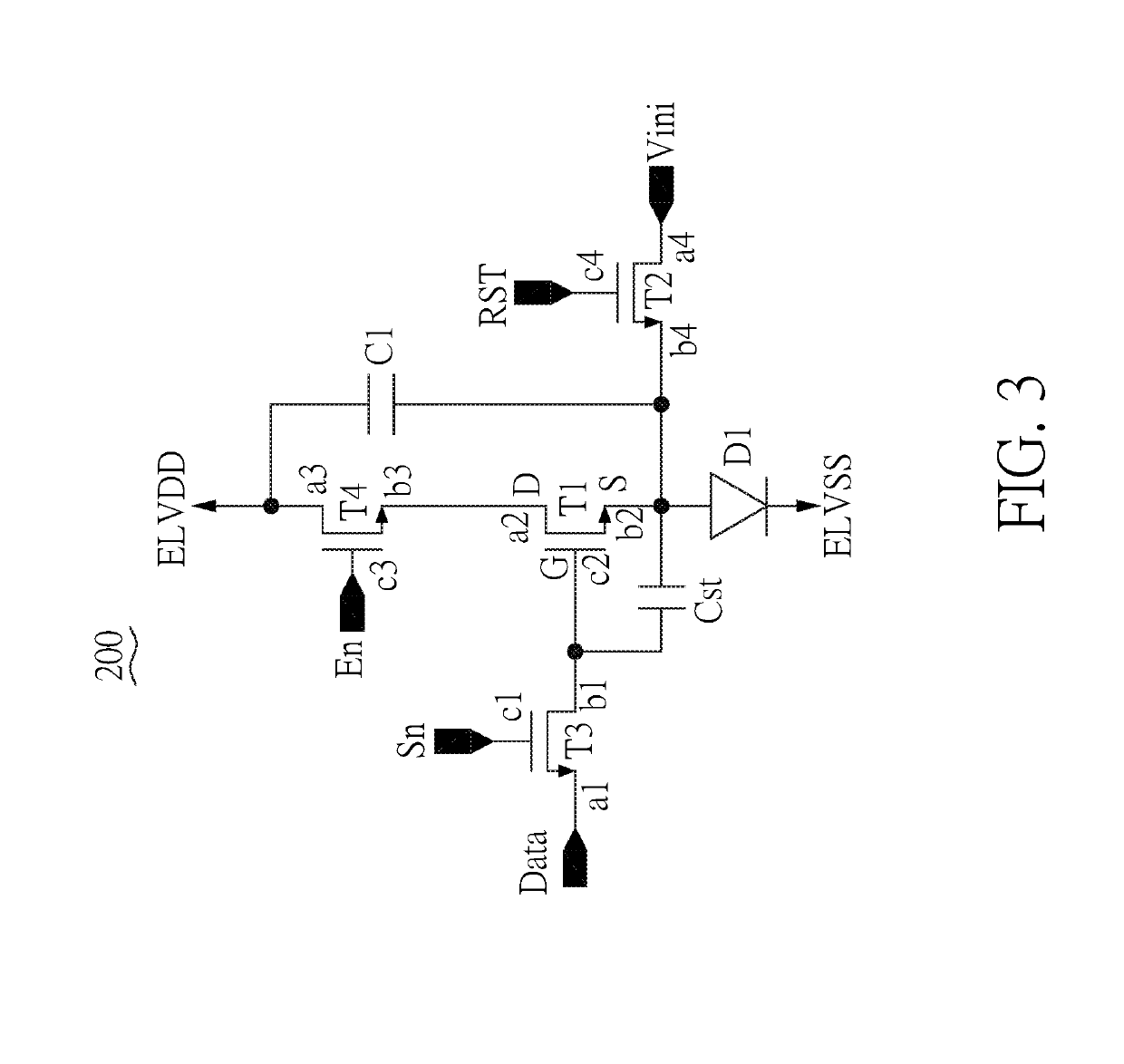 Pixel circuit of active-matrix light-emitting diode comprising oxide semiconductor transistor and silicon semiconductor transistor and display panel having the same