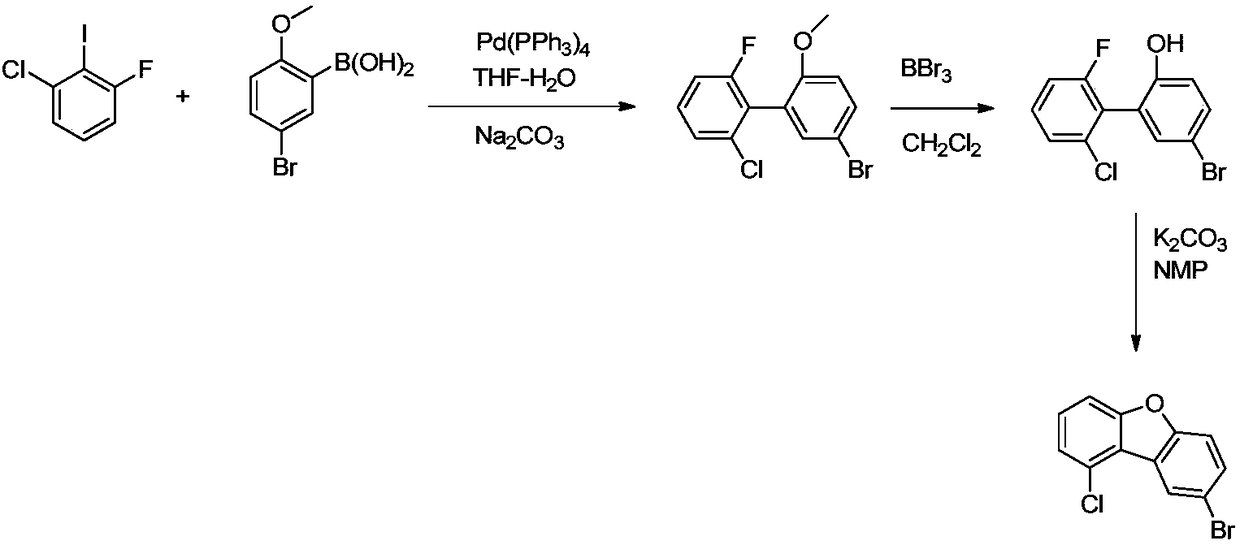 Preparation method of 1'-chloro-8-bromodibenzofuran