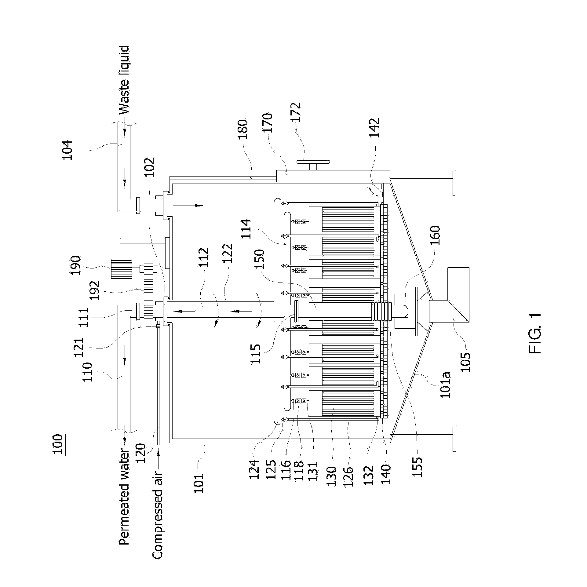 Device for treatment of waste liquid
