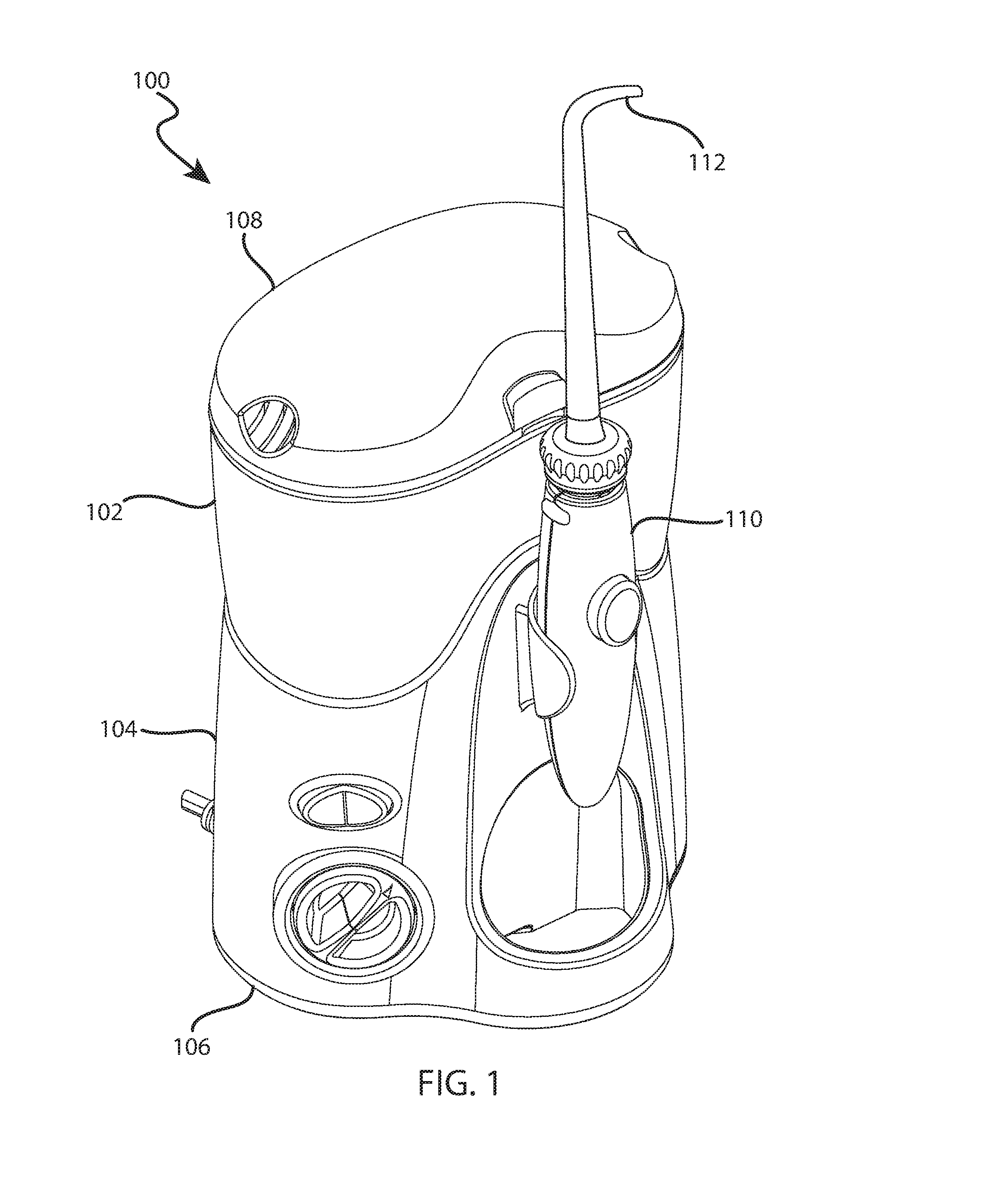 Force exerting assembly for oral irrigating device