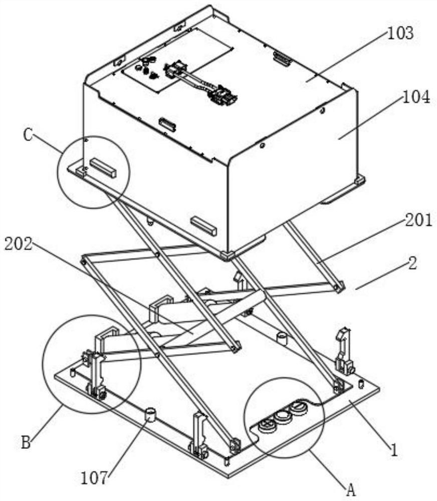 Rapid battery replacing device for industrial vehicle and matched battery assembly