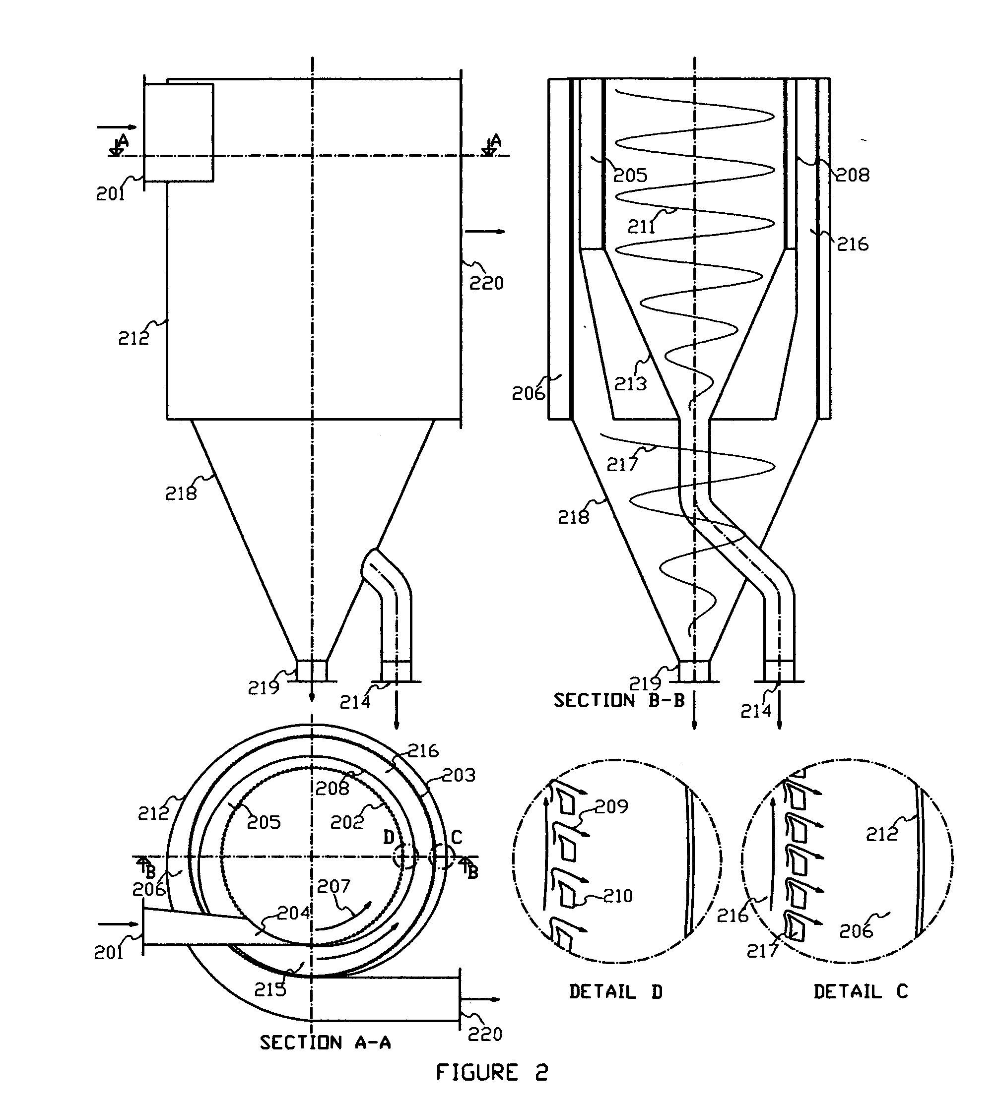 Cyclone induced sweeping flow separator