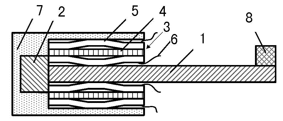 Composite structure piezoelectric energy collector driven by cantilever