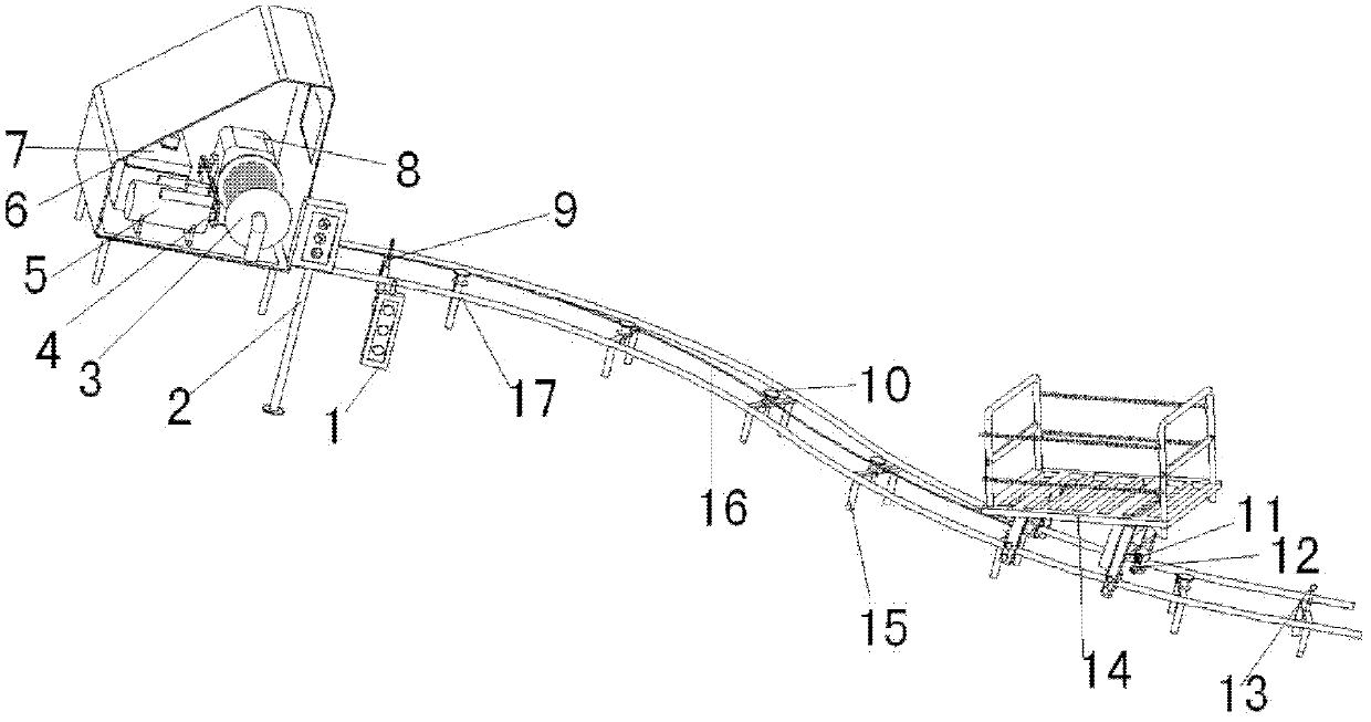 Steel wire rope pull type mountain orchard freight machine