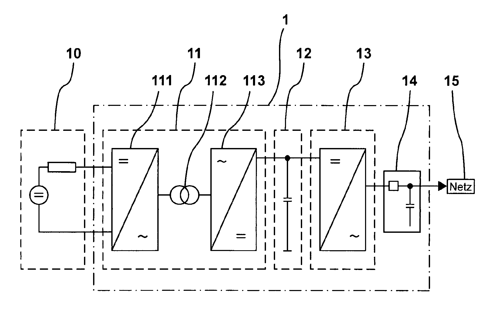 Device for feeding electrical energy from an energy source