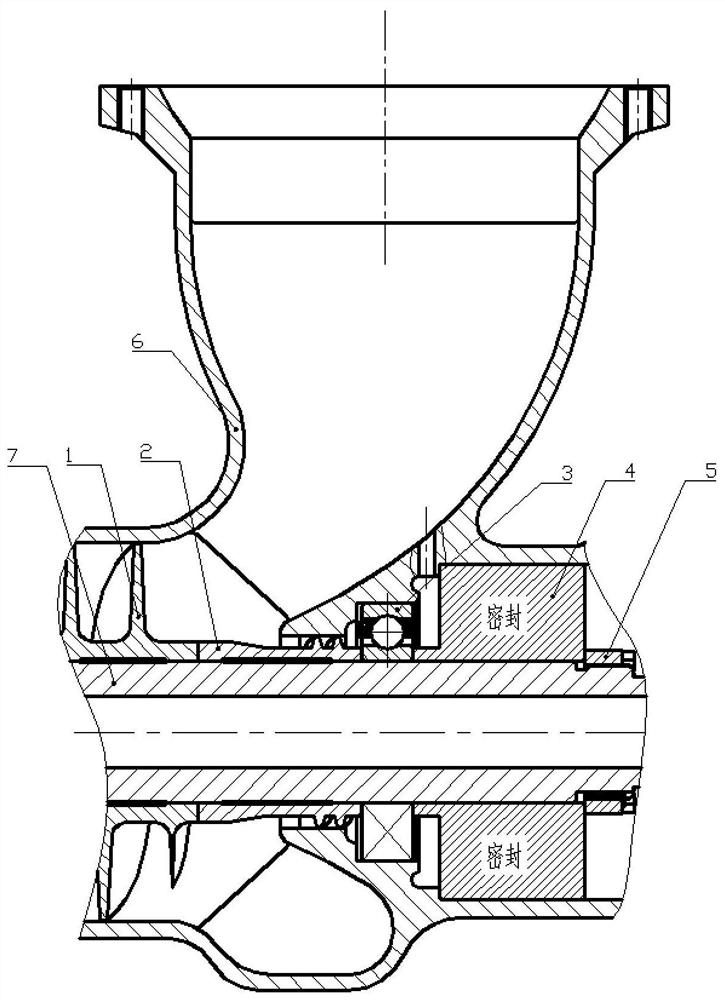 A liquid rocket engine pump screw wheel set bearing cooling structure