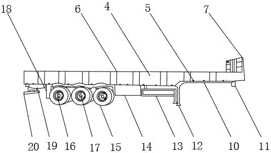 Vehicle transport semitrailer of specific vehicle body dimension