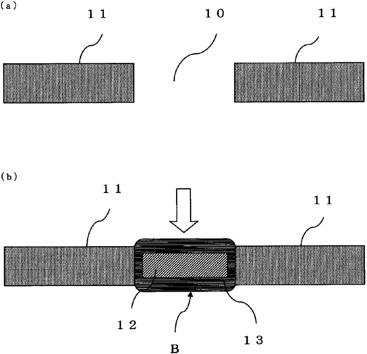 Heat dissipation material adhering composition, heat dissipation material having adhesive, inlay substrate, and method for manufacturing same