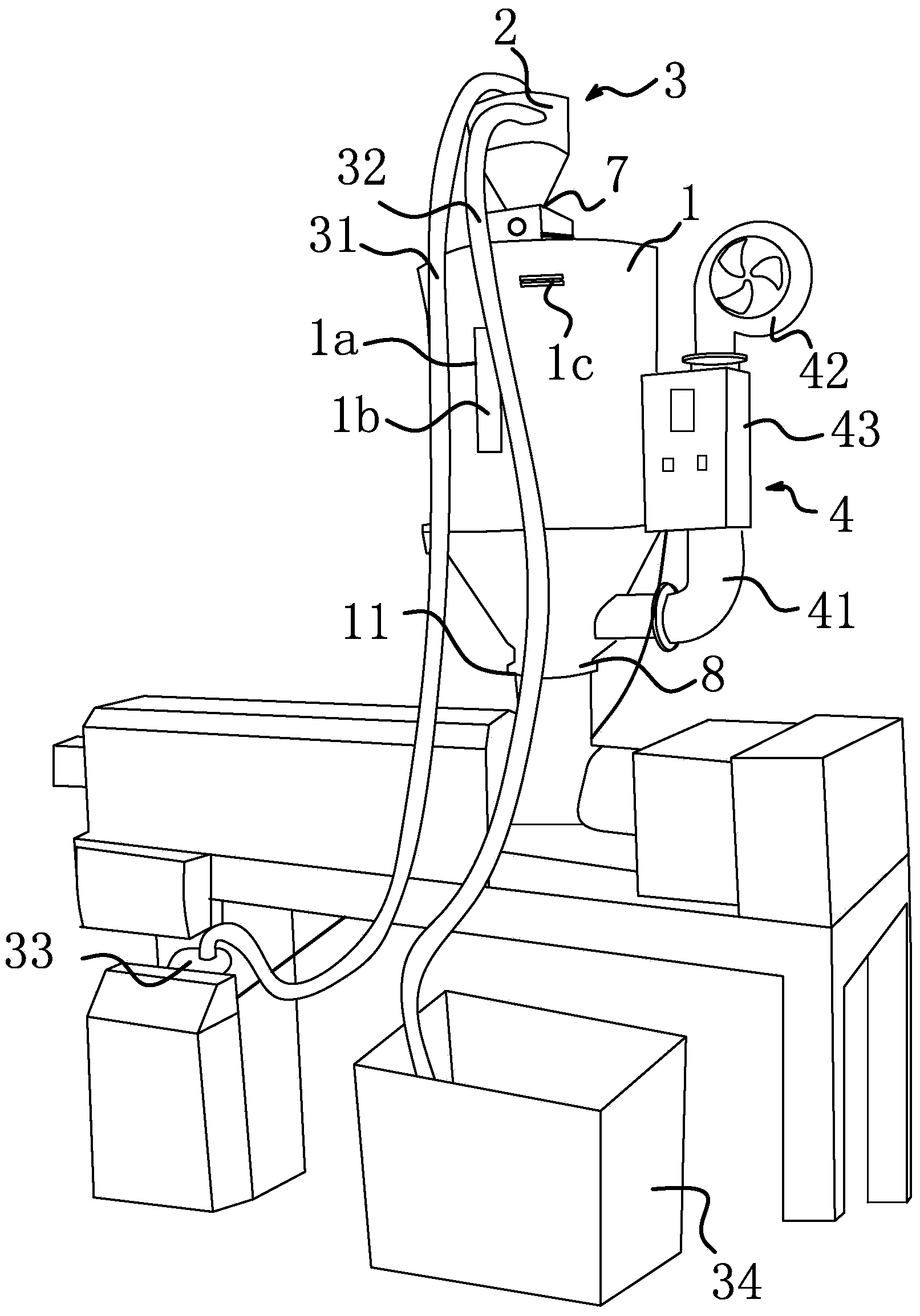 Plastic particle feeding device of cable processing device