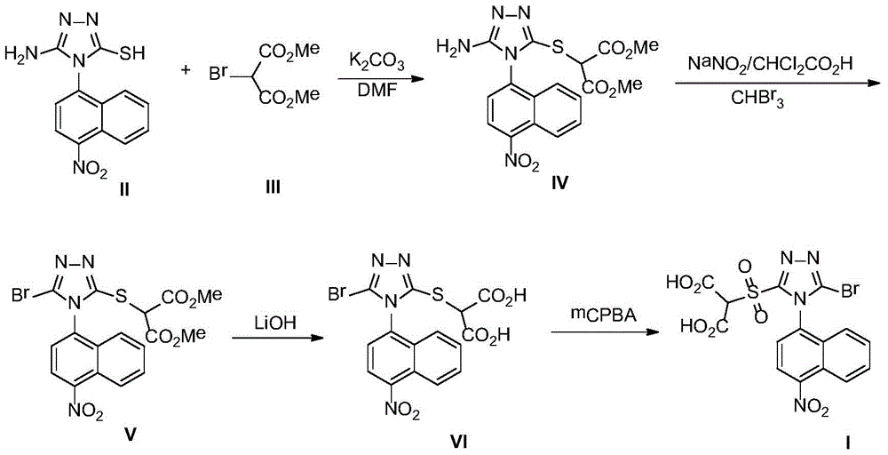 A nitro-substituted triazolesulfonylmalonic acid compound, its preparation method and use