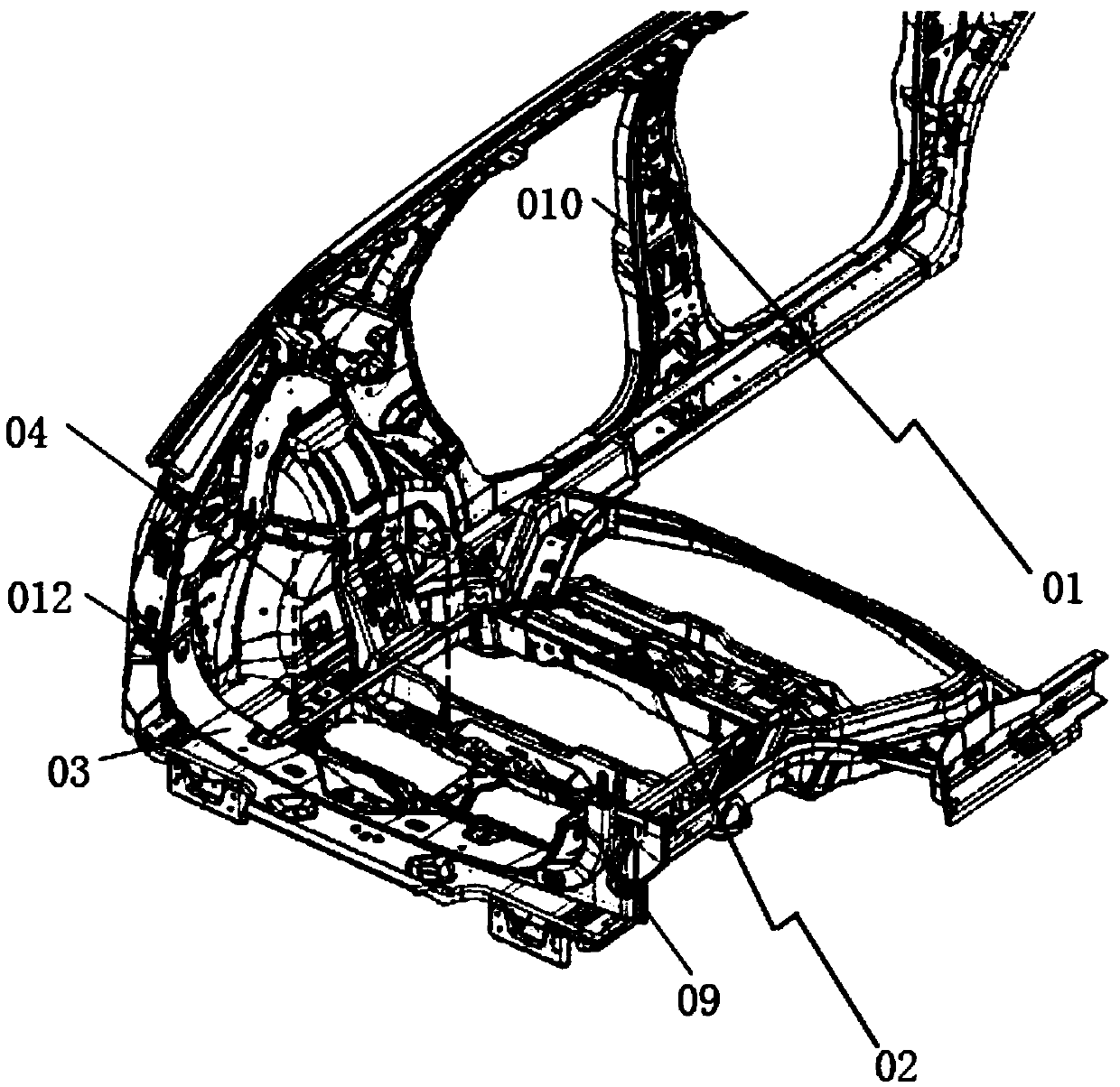 Lower vehicle body rear frame assembly