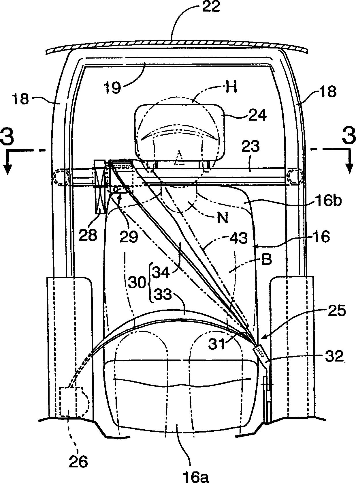 Device for protecting occupant on vehicle