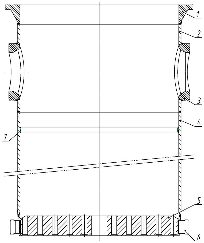 Forming method for integral hanging basket cylinder structure of reactor internal components