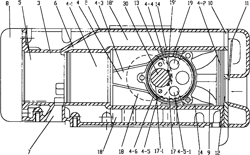Single cylinder two-stroke internal-combustion engine with crank circular slide block