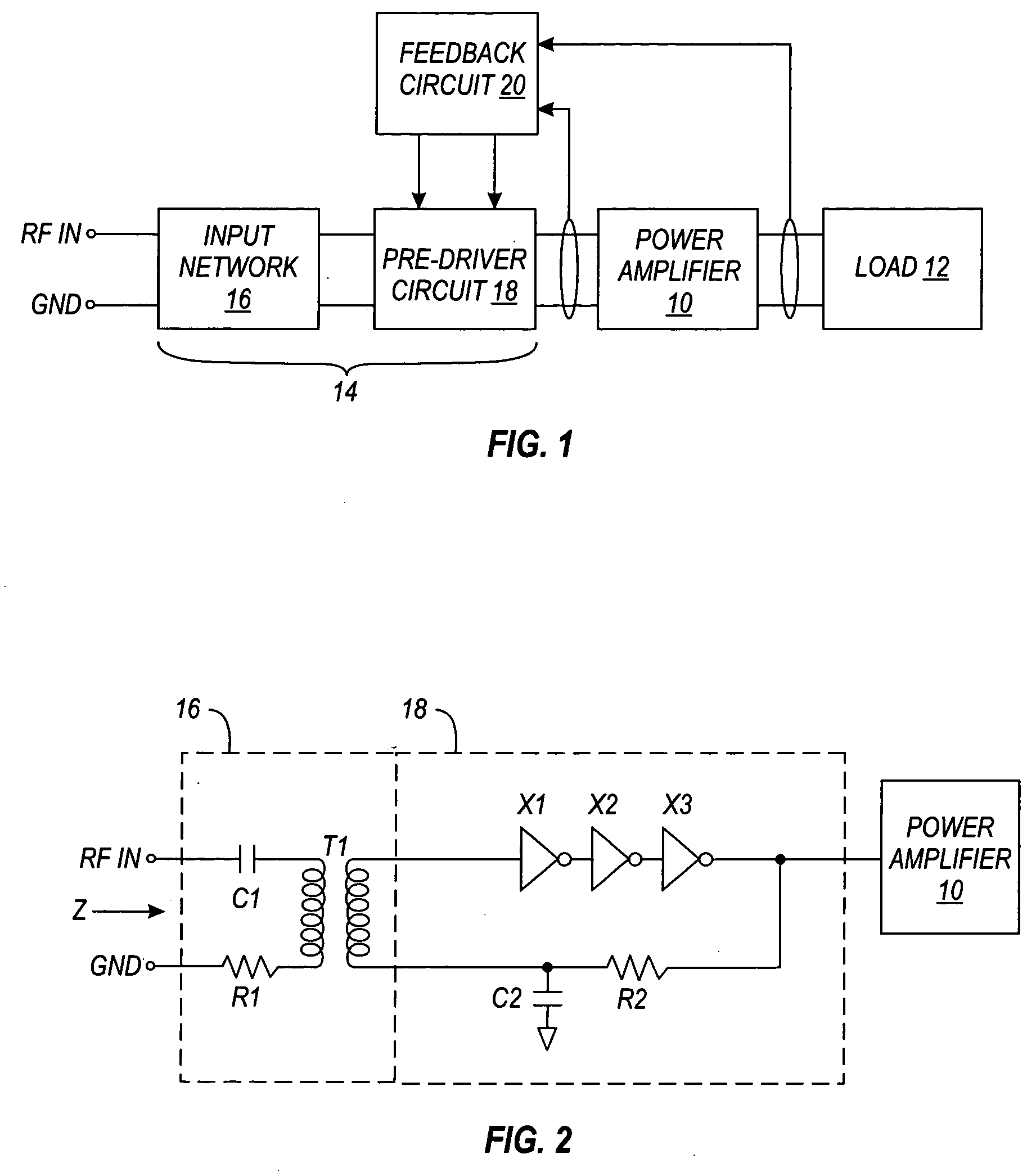 Power amplifier input structure having a differential output