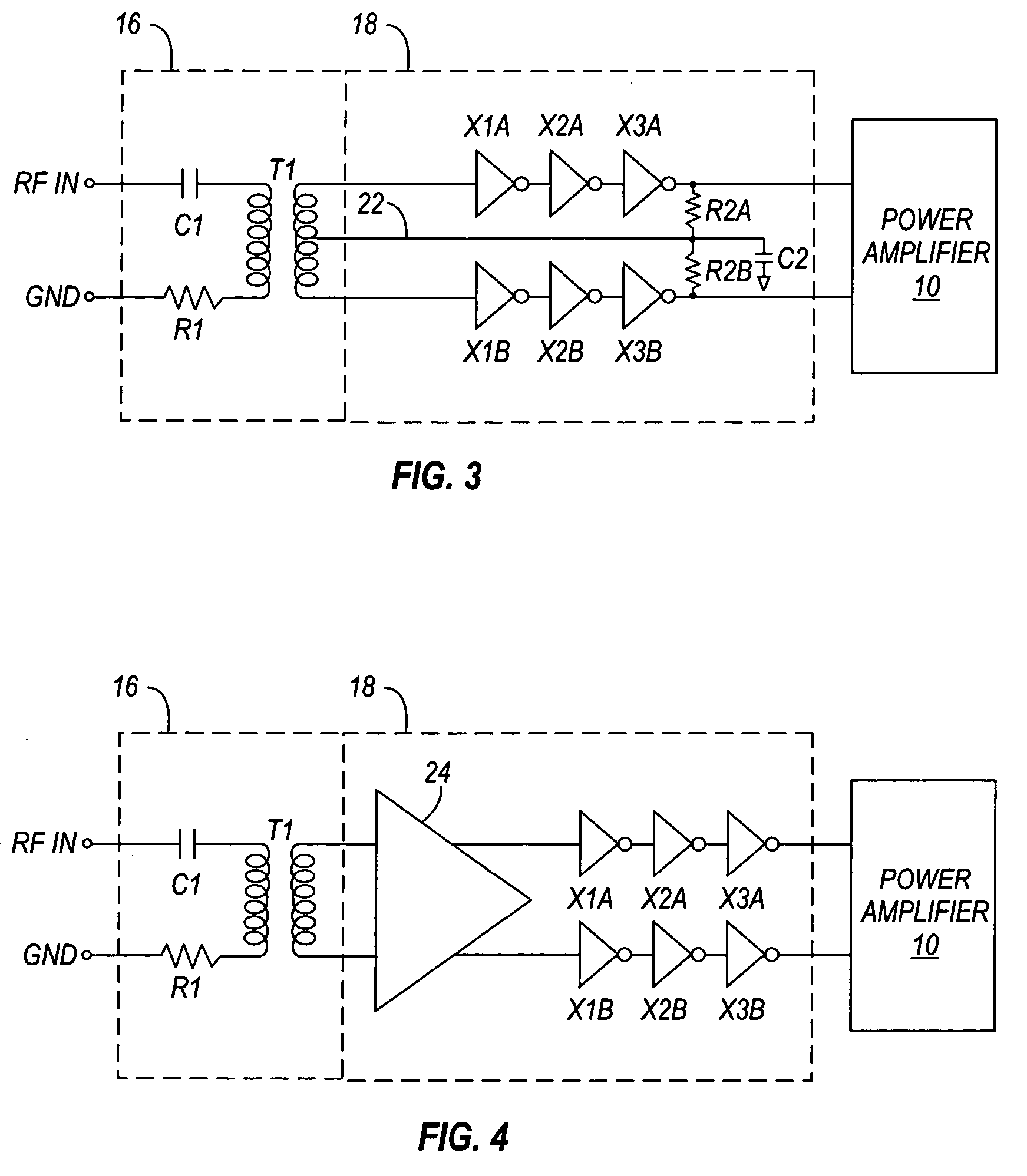 Power amplifier input structure having a differential output