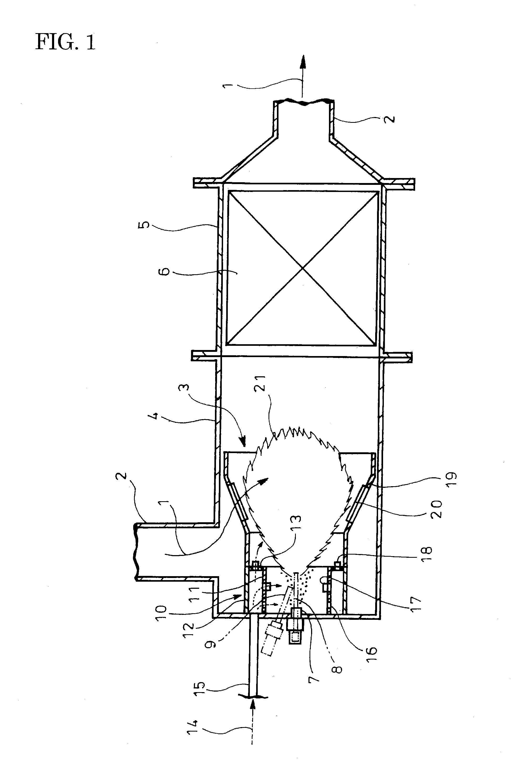 Combustion appliance for raising the temperature of exhaust gas