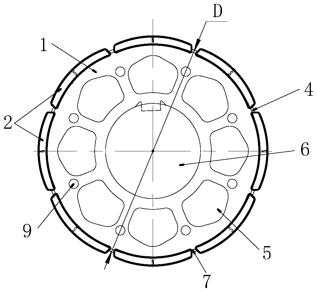 Rotor structure and rotor assembly of surface-mounted permanent magnet synchronous motor