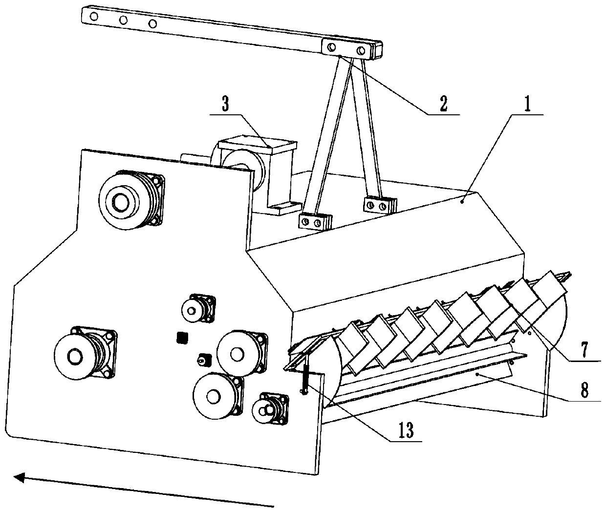 A machine for picking up straw, finely crushing, throwing and returning to the field