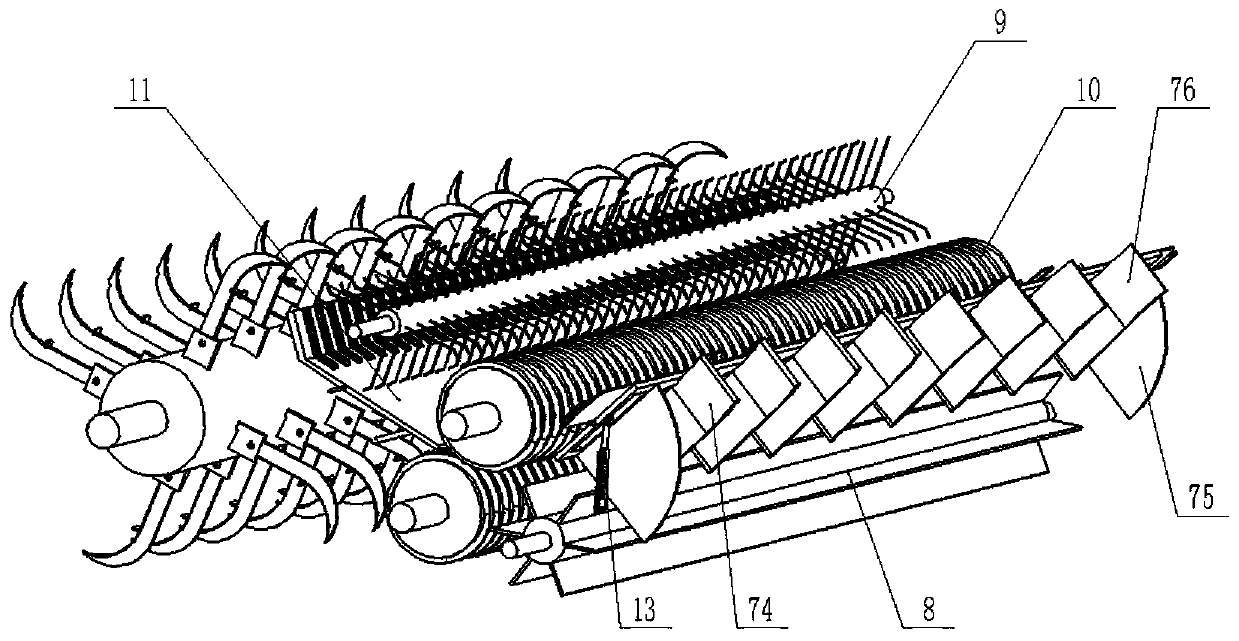 A machine for picking up straw, finely crushing, throwing and returning to the field