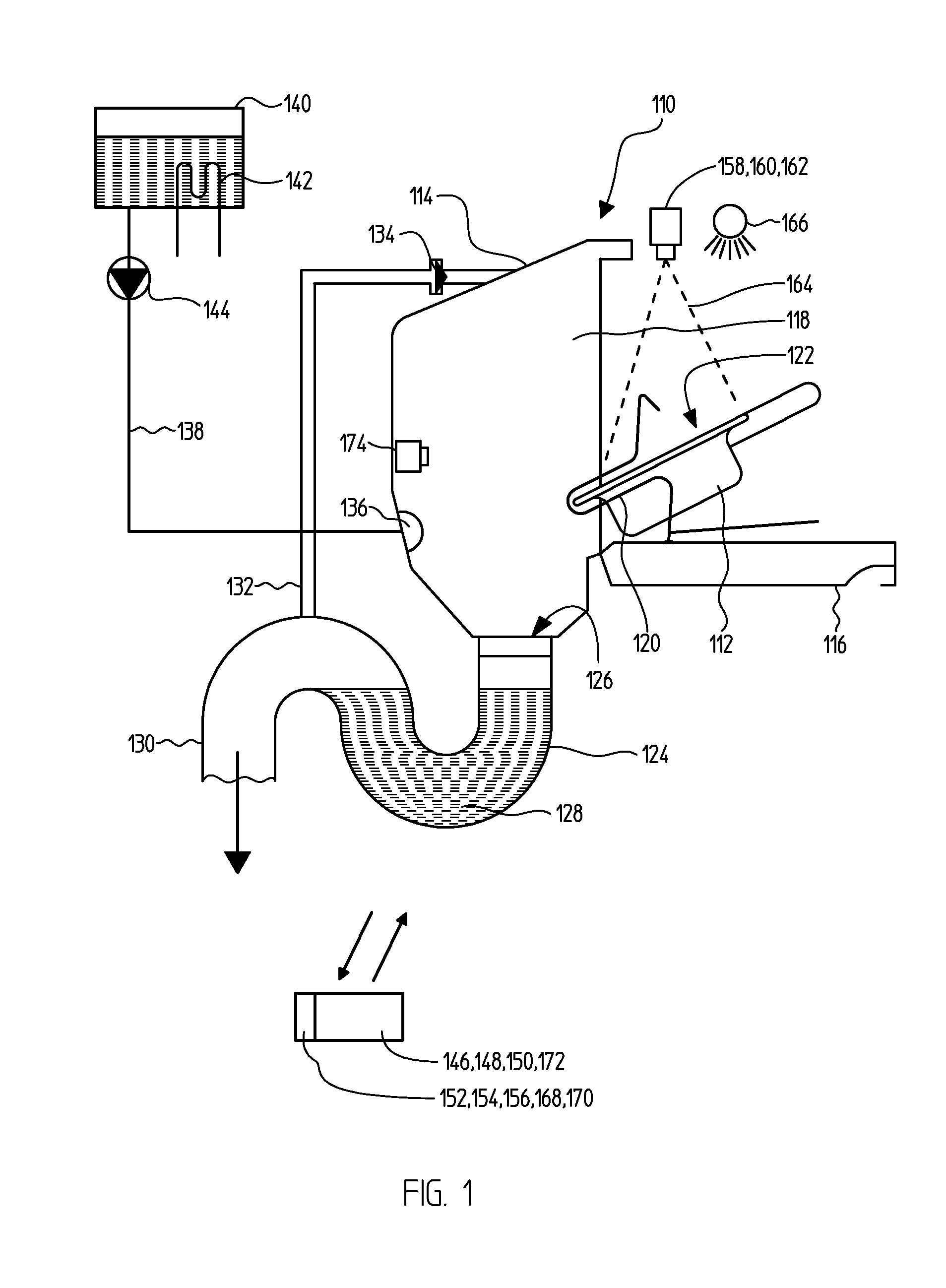 Cleaning and disinfecting apparatus for treating containers for human excretions