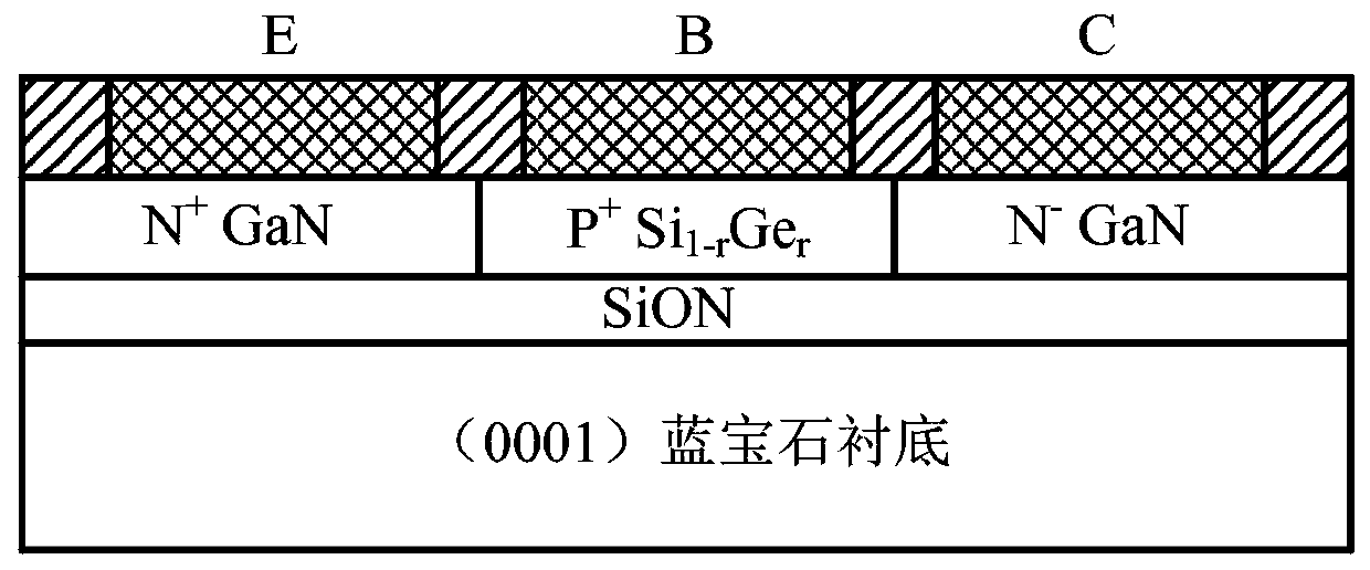 NPN type transverse GaN/SiGe HBT device structure and manufacturing method thereof