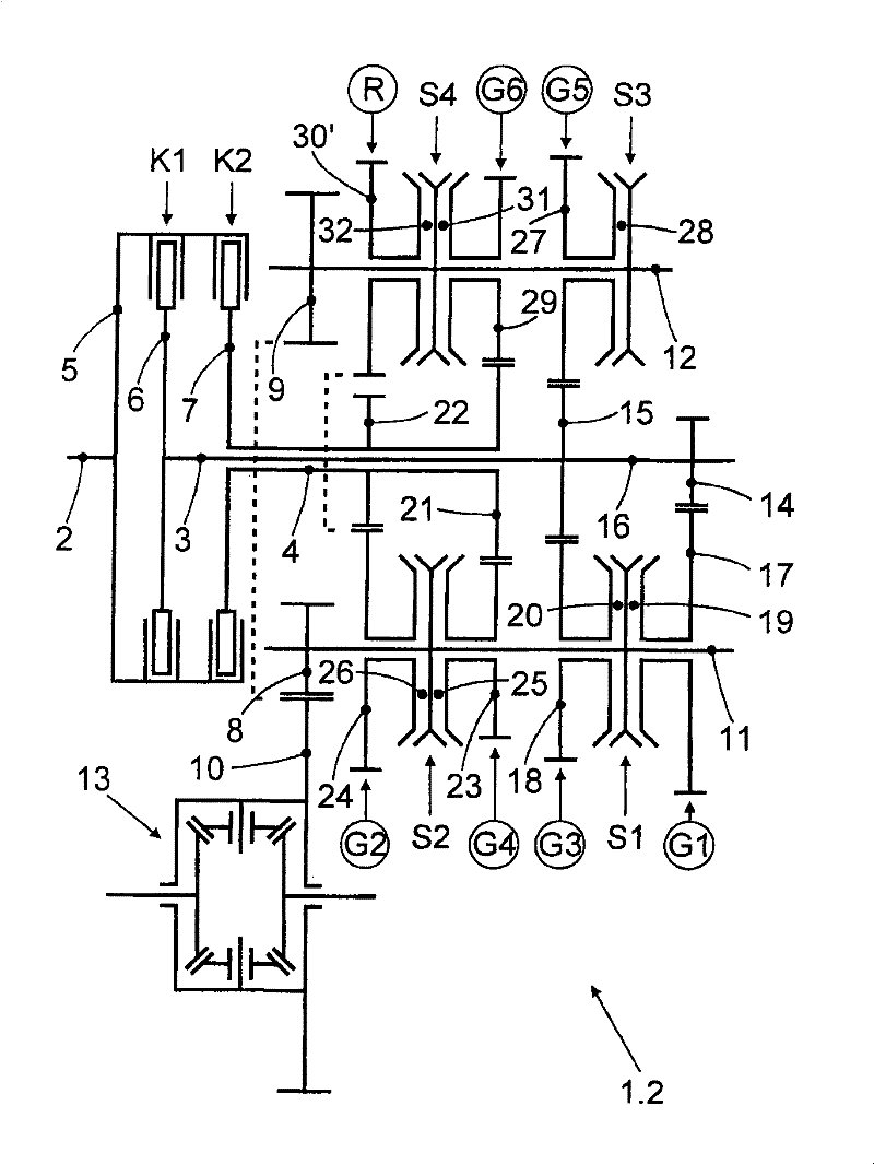 Double clutch transmission of a motor vehicle