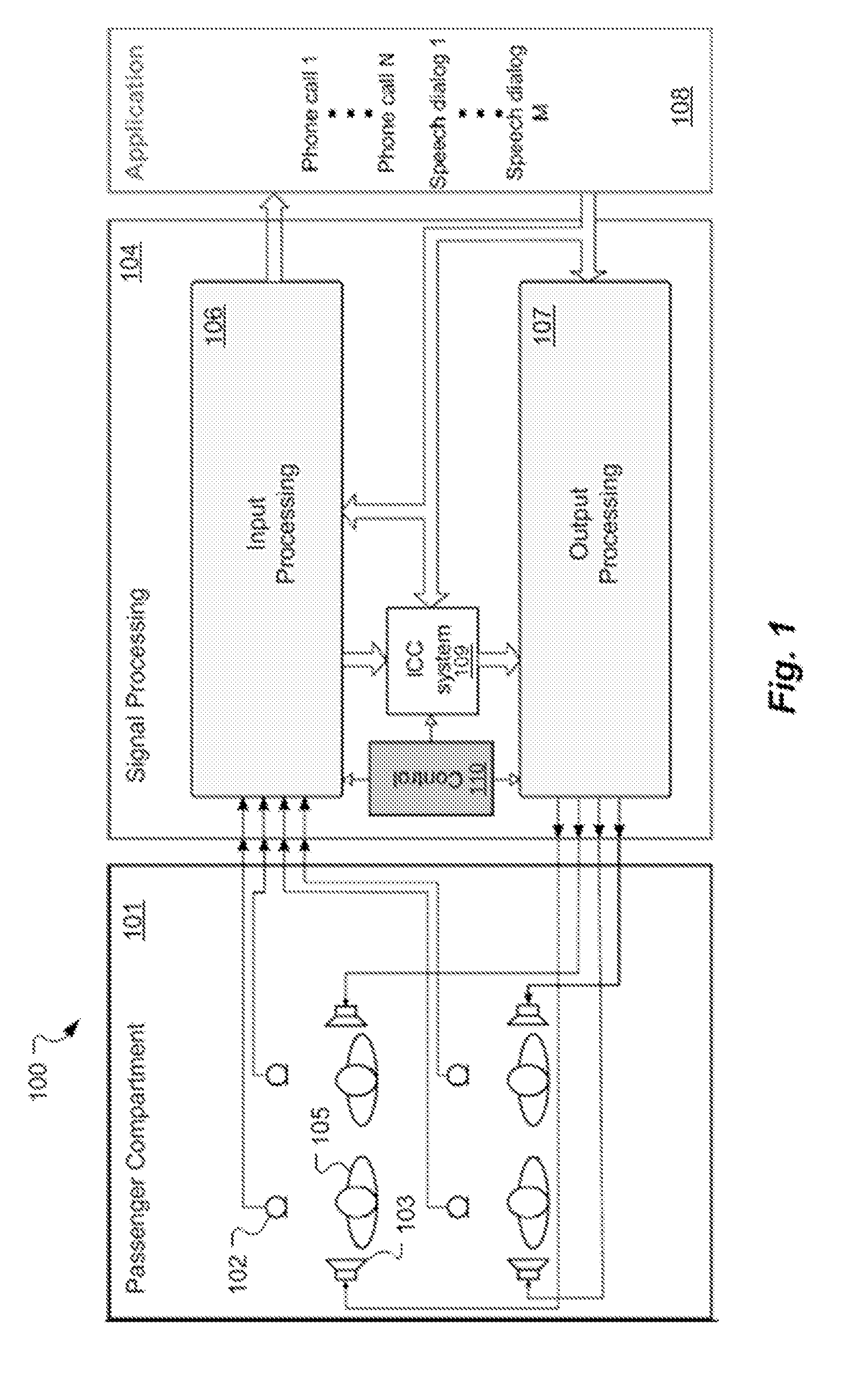 Speech communication system for combined voice recognition, hands-free telephony and in-car communication