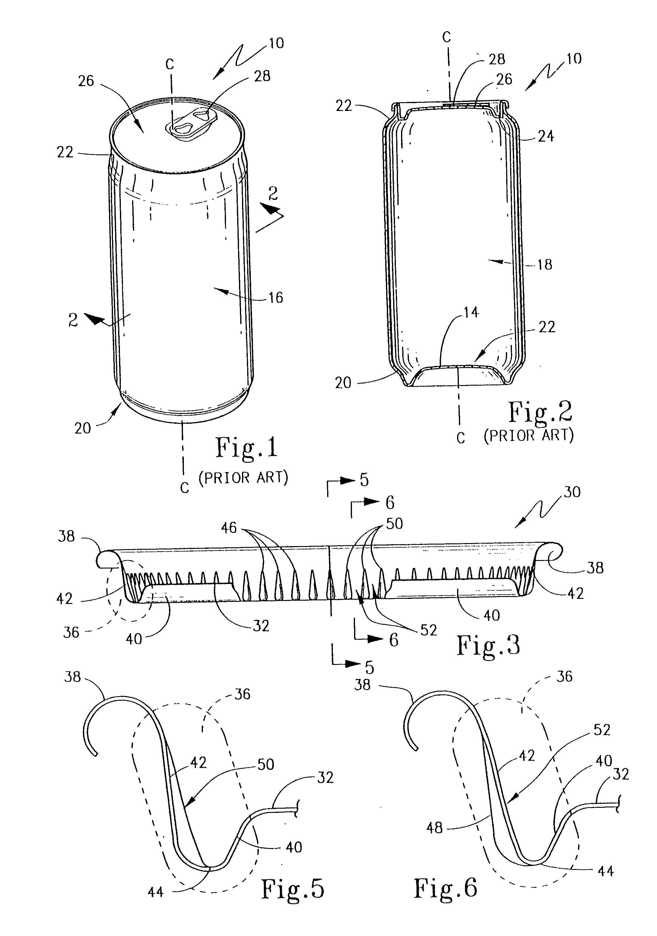 Method and container having reinforcing rib structures