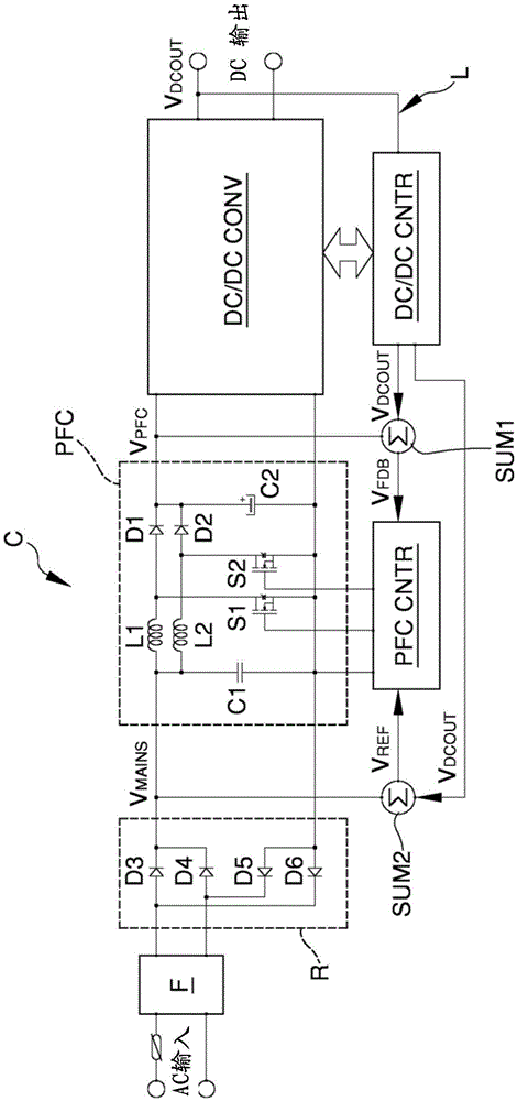 Electric vehicle battery charger comprising a pfc circuit