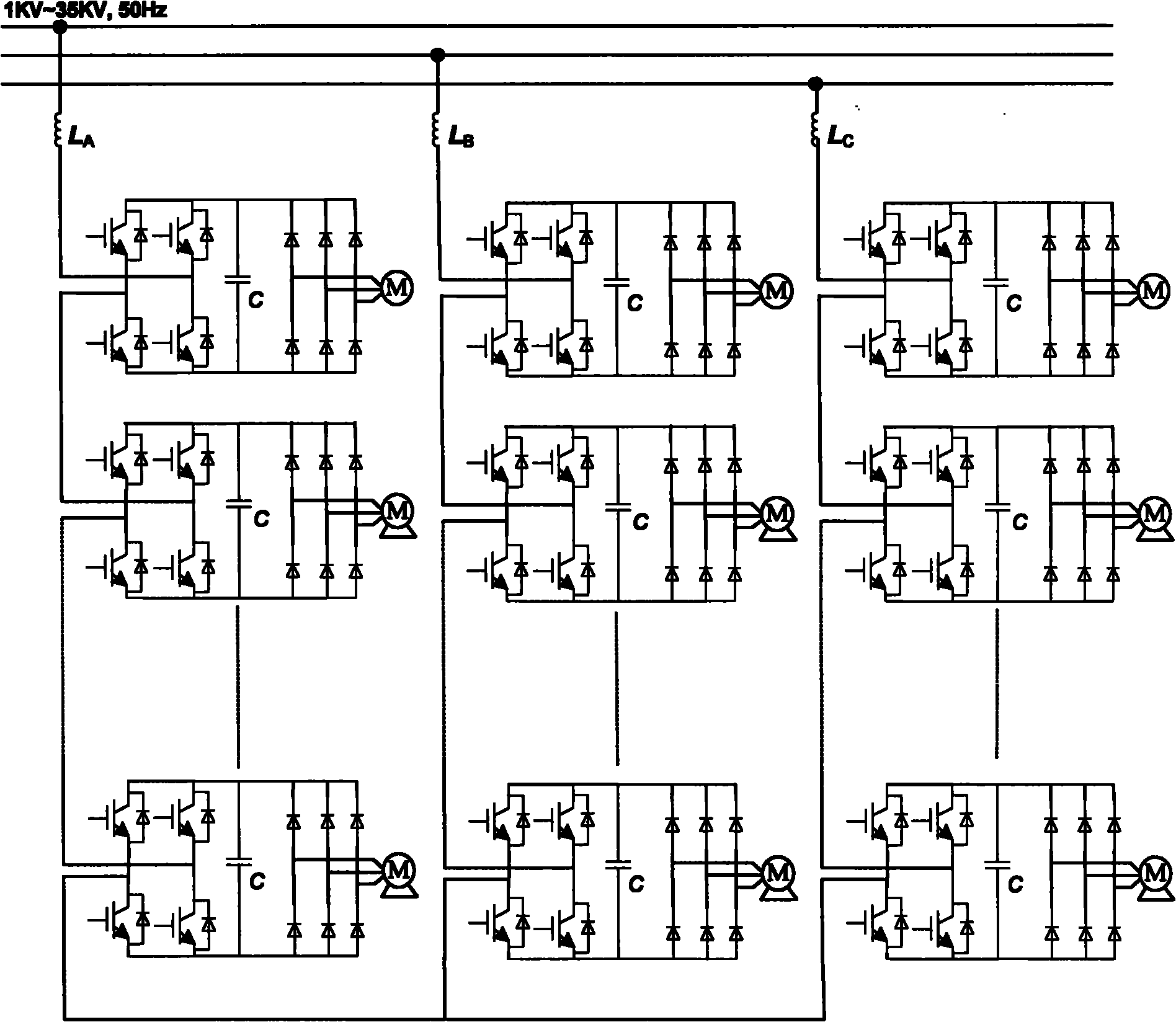Grid-connected topology structure without transformer based on H-bridge used for wind power generation