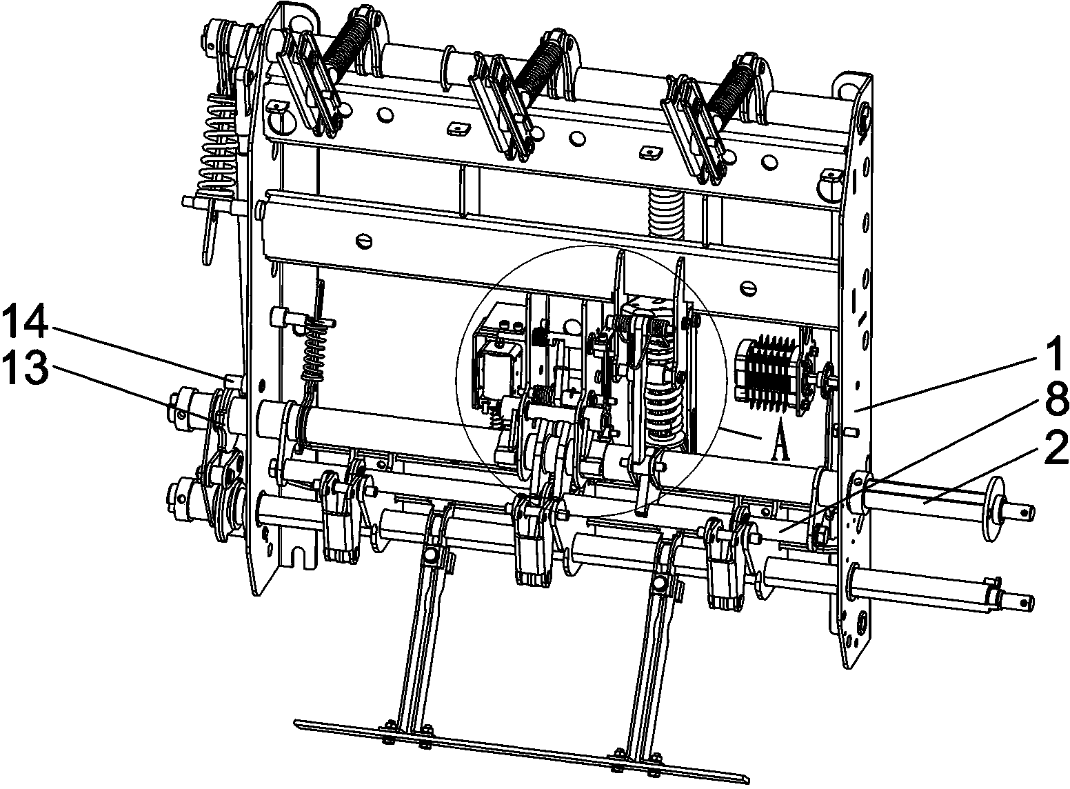 Spring energy storage mechanism for vacuum load switch