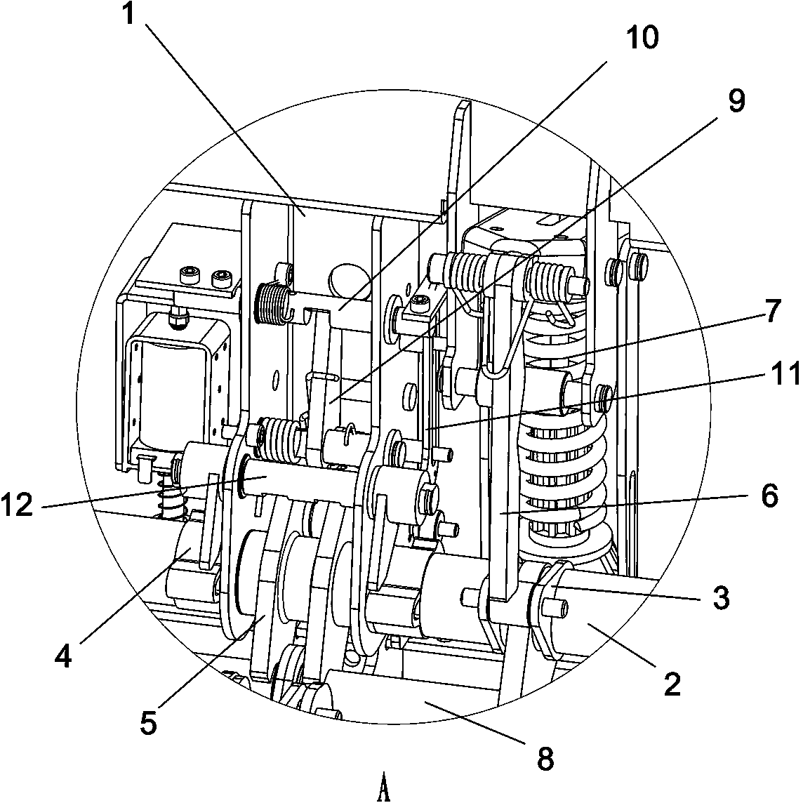 Spring energy storage mechanism for vacuum load switch