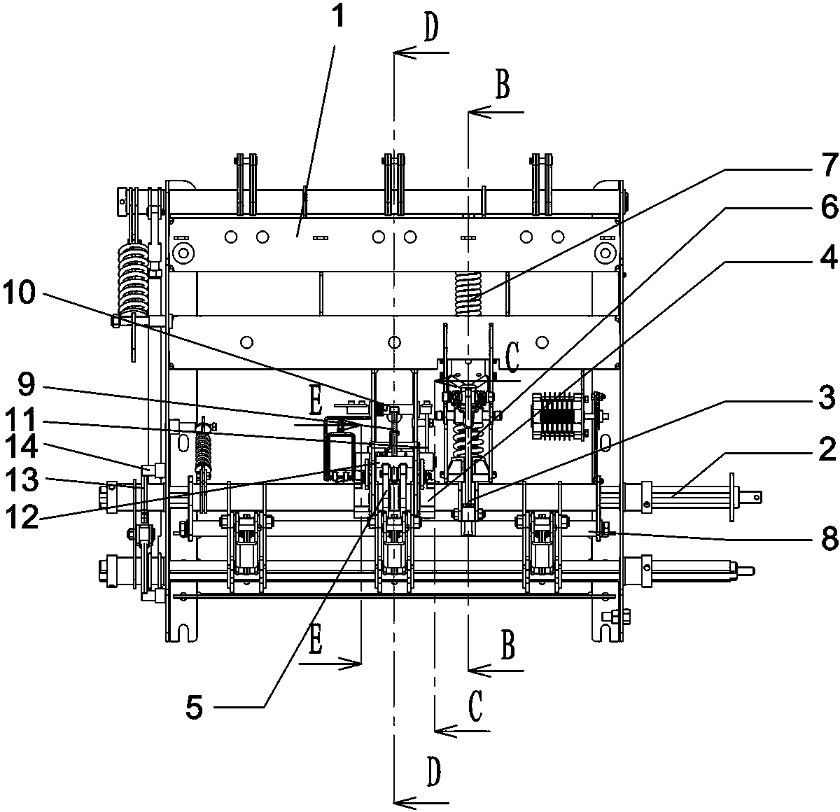 Spring energy storage mechanism for vacuum load switch