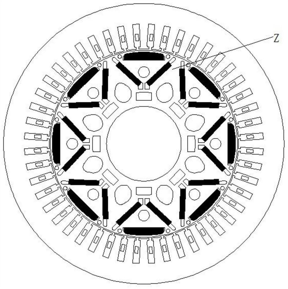 A rotor punch, rotor, permanent magnet synchronous motor and vehicle