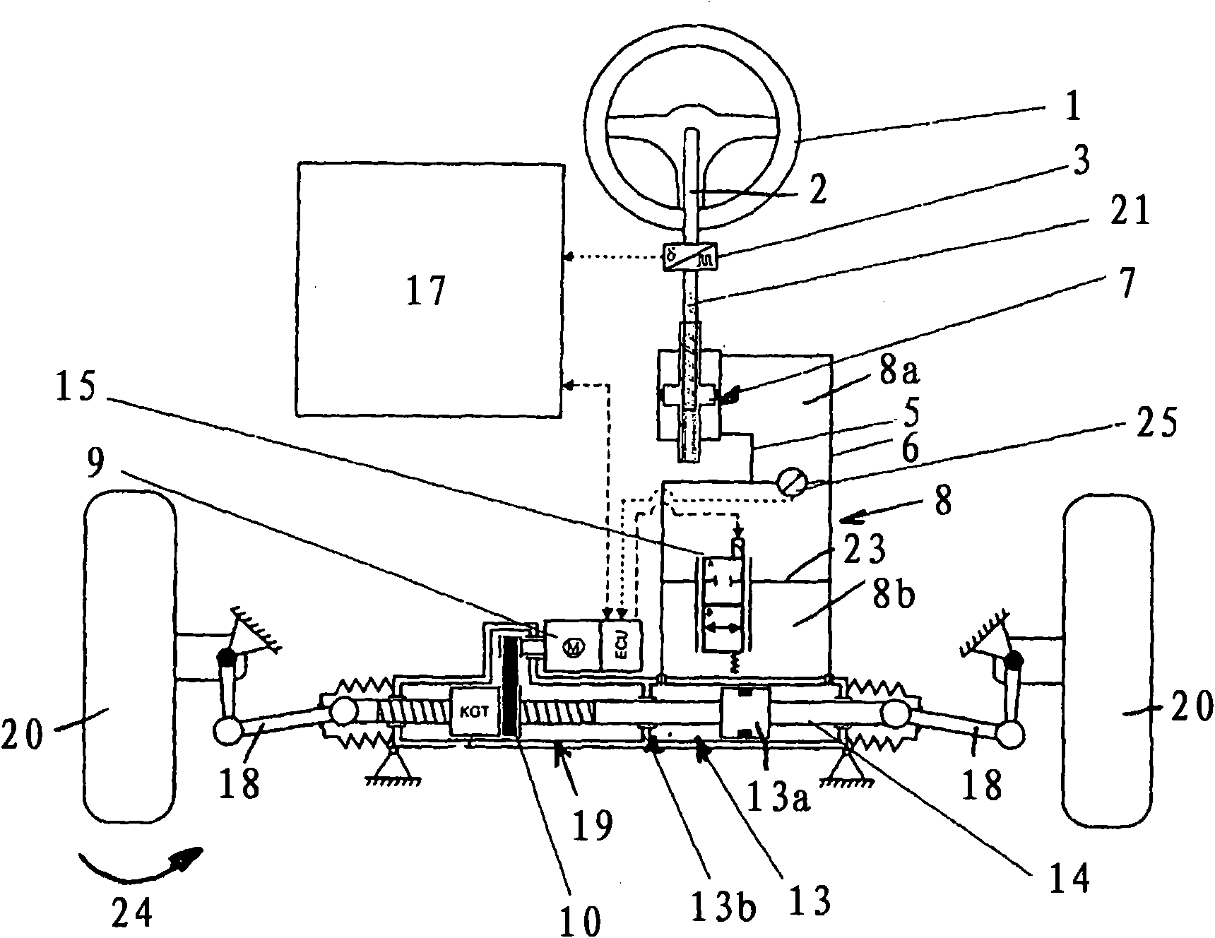 Vehicle steering system of the by-wire design type