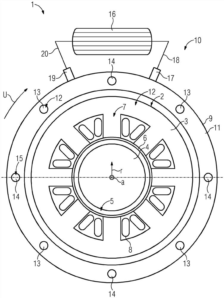 Drive device for an aircraft with electric machine and cooling device