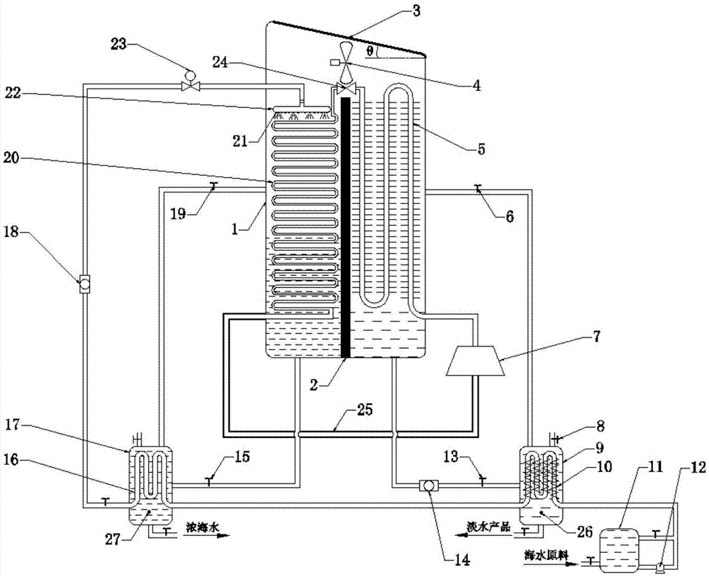 Heat pump type seawater desalination apparatus with step preheating, and control method thereof