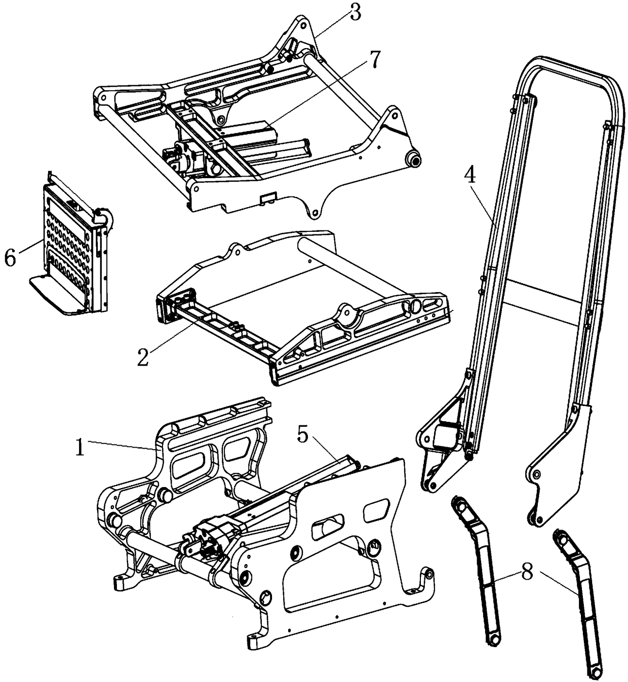 Frame structure of full-flat air seat